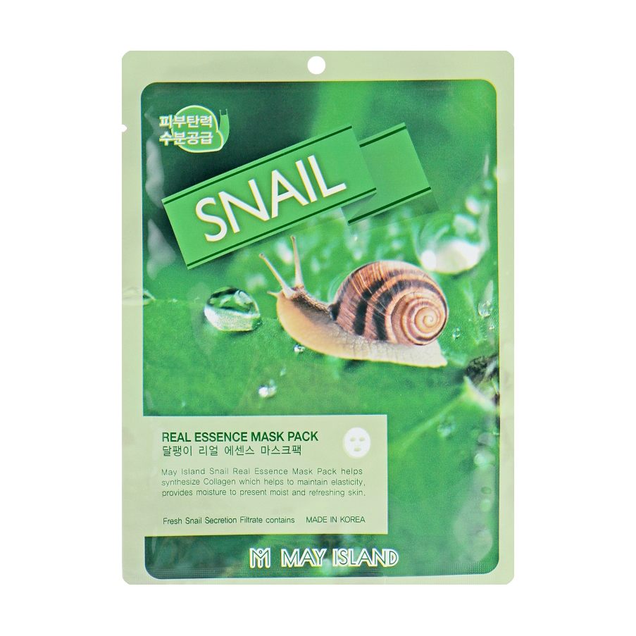 Тканинна маска для обличчя May Island Real Essence Snail Mask Pack з муцином равлика, 25 мл